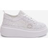 Bílé dámské háčkované tenisky na platformě Evalora