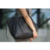 Černá kožená prostorná shopper bag Solier Lusso