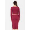 Bordó dámský set halenka se sukní s rozparkem M484 Deep red