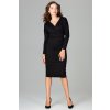 Obálkové šaty K477 Black (Velikost S)
