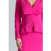 Růžové šaty s límcem K491 Fuchsia (Velikost M)