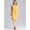 Hořčicové šaty s páskem