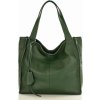 MARCO MAZZINI Tmavě zelená dámská kožená shopper kabelka (Velikost ONE SIZE)