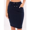 Tmavě modrá dámská sukně s kapsami a vázáním