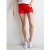 Dámské červené šortky s květinovým lemováním