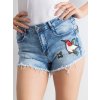 Dámské krátké džínové šortky s nášivkou ptáčka