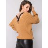 Světle hnědý dámský svetr s výstřihem na zádech