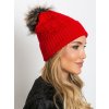 Červená dámská čepice se střapcem