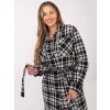 Černo-bílý dámský károvaný kabát