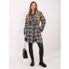 Černo-bílý dámský károvaný kabát