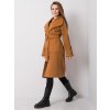 Hnědý dámský kabát s pruhem na rukávu