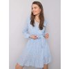 Světle modré dámské šaty s květinami