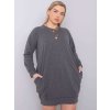 Tmavě šedé dámské šaty s kapsami (Velikost 2XL)