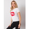 Bílé dámské tričko s červenou pusou
