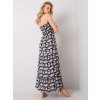 Černé dámské maxi šaty s bílými květy