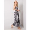 Černé dámské maxi šaty s bílými květy