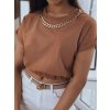 Hnědé dámské tričko s řetízkem