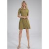 Olivové šaty s krátkými rukávy