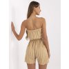 Béžový pruhovaný overal bez rukávů