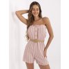 Růžový pruhovaný overal bez rukávů