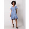 Modré dámské šaty s řasením