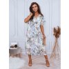 Bílé midi šaty s motivem listů Klára