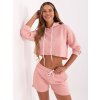 Světle růžová krátká tepláková souprava mikiny a šortek