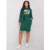 Zelené šaty s kapsami a potiskem