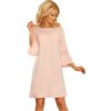 Pudrové šaty NICOLE s krajkou na rukávech (Velikost S)