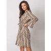 Béžové šaty s imitací hadí kůže