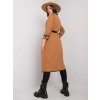 Hnědý dámský kabát bez kapuce