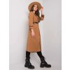 Hnědý dámský kabát bez kapuce