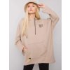 Béžová dámská oversize mikina s kapsou