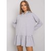 Světle šedé dámské mikinové šaty s volánem