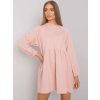 Světle růžové mini mikinové šaty s dlouhými rukávy