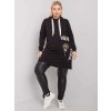 Černá mikinová tunika s potisky na šňůrkách kapuce