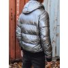 Stříbrná metalická pánská zimní prošívaná bunda