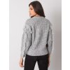 Šedý svetr s třásněmi a copánkovým vzorem (Velikost ONE SIZE)