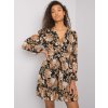 Černo-béžové květované šaty s volánem Alisia