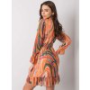 Oranžové vzorované mini šaty