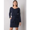 Tmavě modré dámské šaty s kapsami