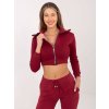 Bordó dámská krátká mikina na zip