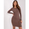 Světle hnědé dámské mini šaty s dlouhými rukávy