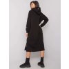Černé dámské dlouhé mikinové šaty s kapucí