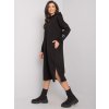 Černé dámské dlouhé mikinové šaty s kapucí