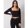 Černý dámský crop top s dlouhými rukávy