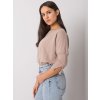 Béžové dámské oversize tričko s 3/4 rukávy
