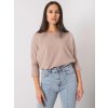 Béžové dámské oversize tričko s 3/4 rukávy