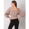 Béžové dámské tričko s dlouhými řasenými rukávy