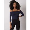 Tmavě modré dámské tričko se spadlými rameny